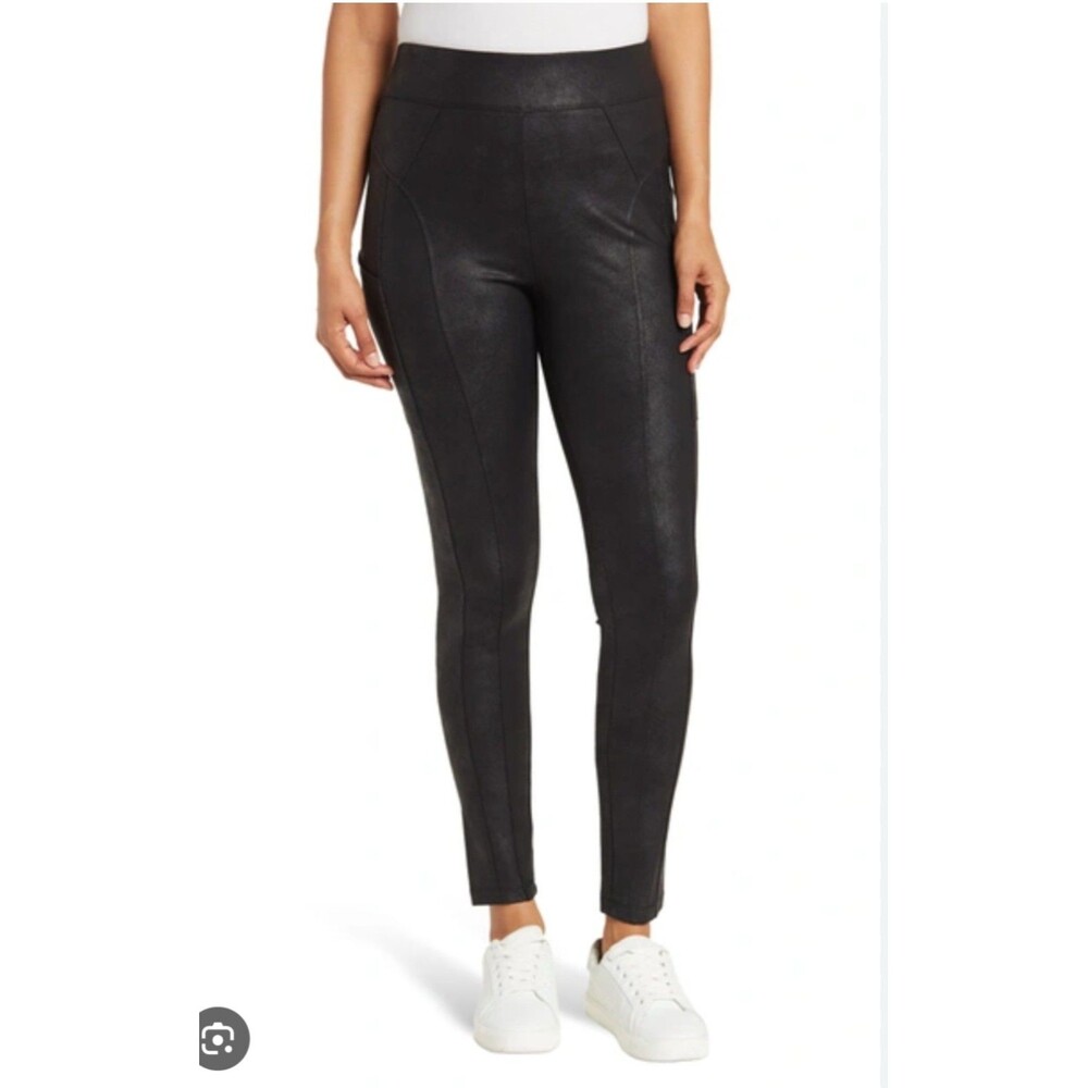 Democracy Glider Black Size M Faux Leather Legging Pants Pull-On Stretch